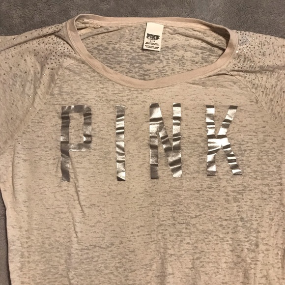 PINK Beige and silver sparkle longsleeve - Picture 2 of 4